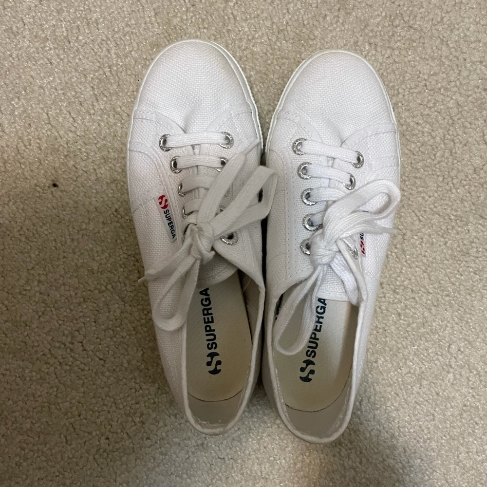 White platform Superga sneakers size 5